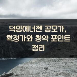 덕양에너젠 공모가, 확정가와 청약 포인트 정리