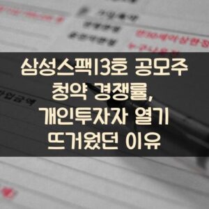 삼성스팩13호 공모주 청약 경쟁률, 개인투자자 열기 뜨거웠던 이유