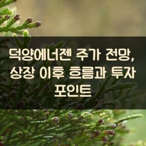 덕양에너젠 주가 전망, 상장 이후 흐름과 투자 포인트